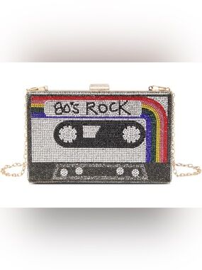 Retro 80’s Rock Crossbody Bag Rhinestone Fun Unique Evening Clutch Purses